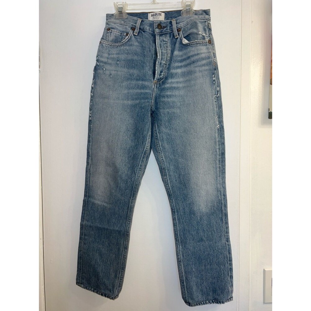 AGOLDE Riley High Rise Crop Denim Jeans Straight Leg. Size 24. - Picture 5 of 11